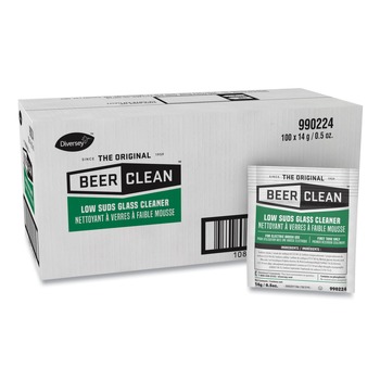 Diversey Care 990224 Beer Clean Low Suds 0.5 oz. Packet Powdered Glass Cleaner (100-Piece/Carton)