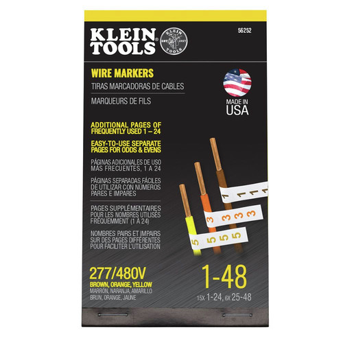 Conduit Tool Accessories | Klein Tools 56252 277/480V 3 Phase 1 - 48 Wire Marker Book image number 0