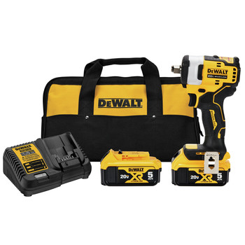 Dewalt DCF911P2 20V MAX Brushless Lithium-Ion 1/2 in. Cordless Impact Wrench with Hog Ring Anvil Kit with 2 Batteries (5 Ah)