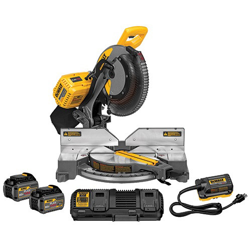 Dewalt DHS716AT2 120V MAX FlexVolt Cordless Lithium-Ion 12 in. Fixed Compound Miter Saw Kit with Batteries and Adapter