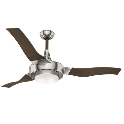 Casablanca 59167 Perseus 64 in. Brushed Nickel Walnut Indoor/Outdoor Ceiling Fan with Light and Wall Control image number 0