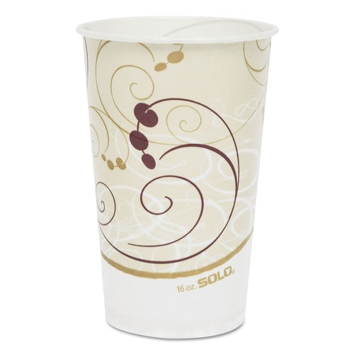 Cups and Lids | SOLO RW16-J8000 Symphony Eco-Forward 16 oz. Paper Cold Cups - White/Red/Beige (20 Bags/Carton, 50/Bag) image number 0