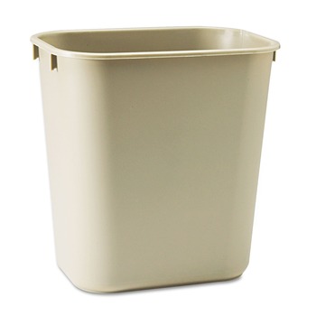 FACILITY MAINTENANCE SUPPLIES | Rubbermaid Commercial FG295500BEIG 3.5 Gallon Rectangular Deskside Plastic Wastebasket - Beige