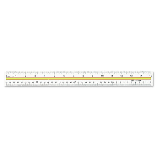 National Tape Measure Day! | Westcott 10580 Acrylic Data Highlight Reading Ruler With Tinted Guide, 15-in Long, Clear/yellow image number 0
