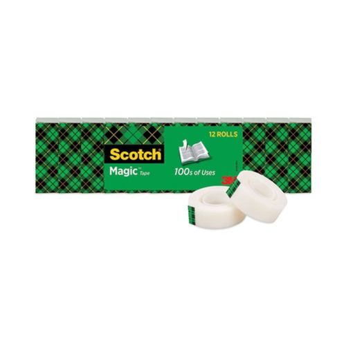 Scotch 810K12 1 in. Core 0.75 in. x 83.33 ft. Magic Tape Value Pack - Clear (12-Piece/Pack) image number 0