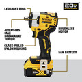 Dewalt DCF911P2 20V MAX Brushless Lithium-Ion 1/2 in. Cordless Impact Wrench with Hog Ring Anvil Kit with 2 Batteries (5 Ah) image number 4