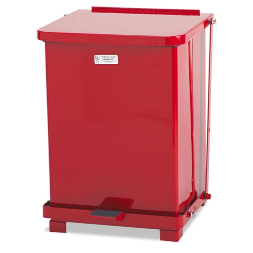 Rubbermaid Commercial FGST7EPLRD Defenders 4 Gallon Square Step Can - Red image number 0