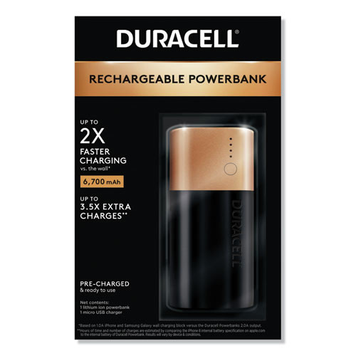 Duracell DMLIONPB2 Compact Lithium-Ion Rechargeable 2 Day 6700 mAh Cordless Powerbank image number 0