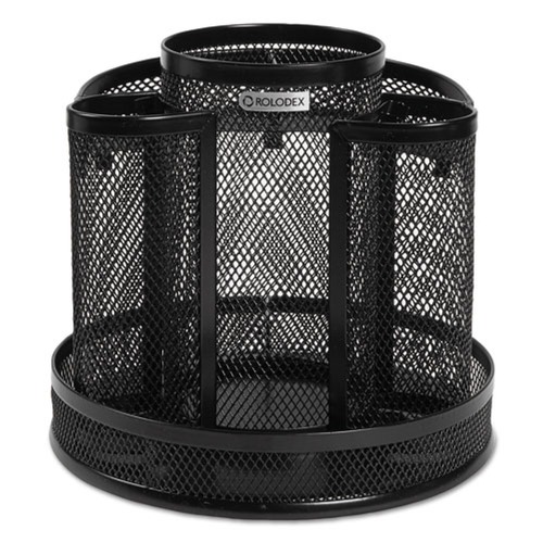 New Arrivals | Rolodex 1773083 6.5 in. x 6.5 in. x 6.5 in. Spinning Wire Mesh Desk Sorter - Black image number 0