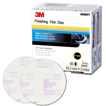 3M 907 Hookit Finishing Film Disc, 3 in., P1500 (50-Pack)