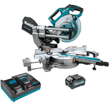 Makita GSL02M1 40V Max XGT Brushless Lithium-Ion 8-1/2 in. Cordless AWS Capable Dual-Bevel Sliding Compound Miter Saw Kit (4 Ah)