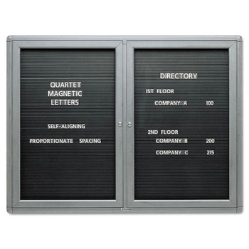 Quartet 2964LM Enclosed Graphite Aluminum Frame 48 in. x 36 in. Magnetic Directory - Black