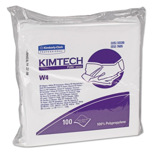 Cleaning & Janitorial Supplies | Kimtech 33330 W4 Flat Double Bag 12 in. x 12 in. Critical Task Wipers - White (5-Box/Carton 100-Sheet/Pack) image number 0