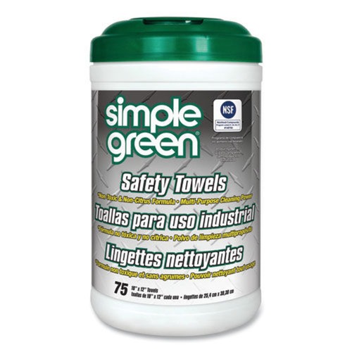 Facility Maintenance & Supplies | Simple Green 3810000613351 10 in. x 11 3/4 in. Safety Towels (75/Canister) image number 0