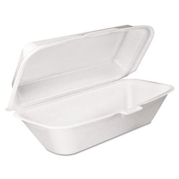 Dart 99HT1R 5.3 in. x 9.8 in. x 3.3 in. Foam Hinged Removable Lid Hoagie Container - White (125/Bag, 4 Bags/Carton)
