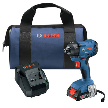 Factory Reconditioned Bosch GDR18V-1400B12-RT 18V Compact Lithium-Ion 1/4 in. Cordless Hex Impact Driver Kit (2 Ah)