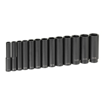 Grey Pneumatic 1313XD 13-Piece 1/2 in. Drive 6-Point SAE Extra Deep Impact Socket Set