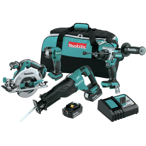 Makita XT454T 18V LXT Brushless Lithium-Ion Cordless 4-Tool Combo Kit with 2 Batteries (5 Ah) image number 0