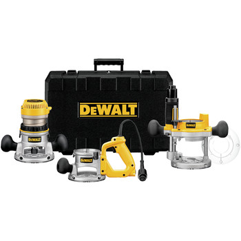 PLUNGE BASE ROUTERS | Dewalt DW618B3 120V 12 Amp Brushed 2-1/4 HP Corded Three Base Router Kit