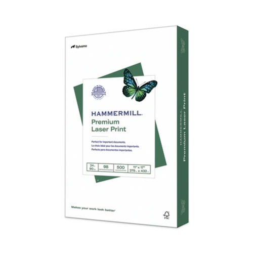 Hammermill 10462-0 98 Bright 24 lbs. 11 in. x 17 in. Premium Laser Print Paper - White (500/Ream) image number 0
