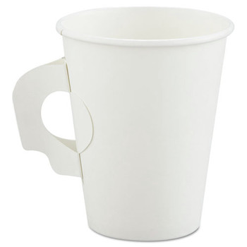 Dart 378HW-2050 8 oz. Single-Sided Poly Paper Hot Cups with Handles - White (1000/Carton)