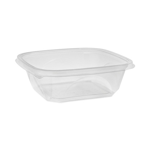  | Pactiv Corp. SAC0732 300-Piece/Carton EarthChoice 7 in. x 7 in. x 2 in. 32 oz. Square Recycled Plastic Bowls - Clear image number 0