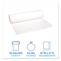 Boardwalk H8647HWKR01 Low-Density 56 Gallon 0.6 mil 43 in. x 47 in. Waste Can Liners - White (100/Carton) image number 3