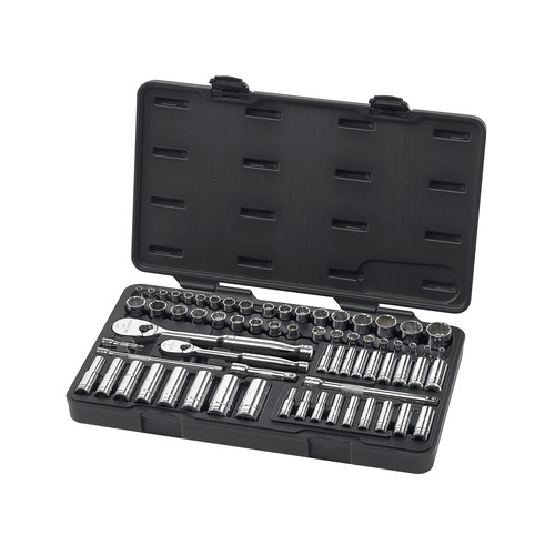 Socket Sets | GearWrench 83000 68-Piece SAE/Metric 1/4 in. & 3/8 in. Drive 6 & 12 Point Socket and Wrench Set image number 0