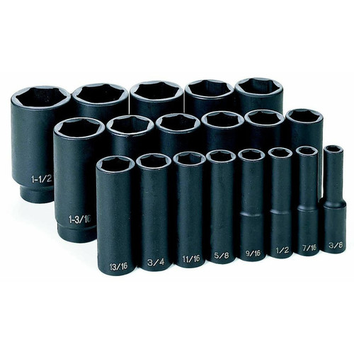 Grey Pneumatic 1319D 19-Piece 1/2 in. Drive 6-Point SAE Deep Impact Socket Set image number 0