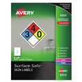 Avery 61513 Surface Safe Inkjet/Laser Printer 8 in. x 8 in. Removable Label Safety Signs - White (15-Piece/Pack) image number 0