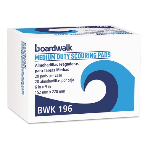 Cleaning and Janitorial Accessories | Boardwalk 96BWK GP Medium Duty 6 in. x 9 in. Scour Pads - Green (20-Piece/Carton) image number 0