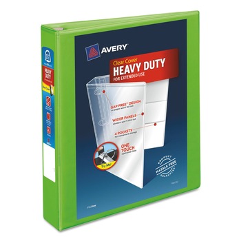 Avery 79773 Heavy-Duty 1.5 in. Capacity 11 in. x 8.5 in. 3 Ring View Binder with DuraHinge and One Touch EZD Rings - Chartreuse