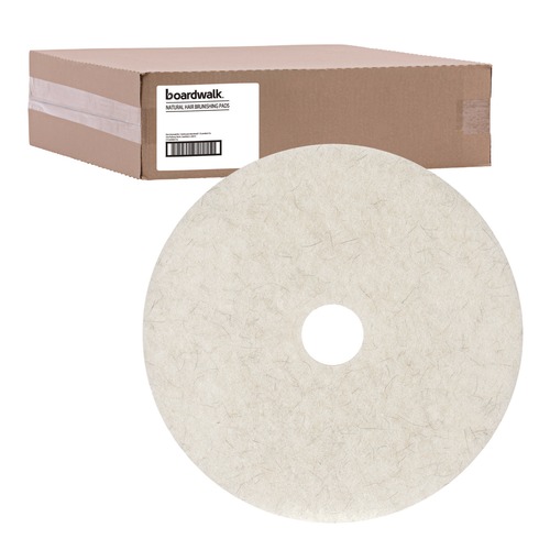 New Arrivals | Boardwalk BWK4019NAT 19 in. dia. Burnishing Floor Pads - Natural White (5/Carton) image number 0