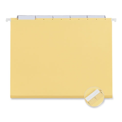 Universal UNV14119EE Deluxe Bright Color Letter Size 1/5-Cut Tab Hanging File Folders - Yellow (25/Box) image number 0