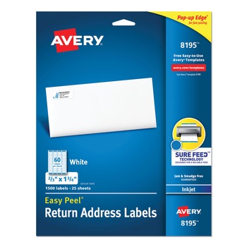 Avery 08195 Easy Peel 0.66 in. x 1.75 in. Address Labels with Sure Feed Technology (25-Sheet/Pack 60-Piece/Sheet)