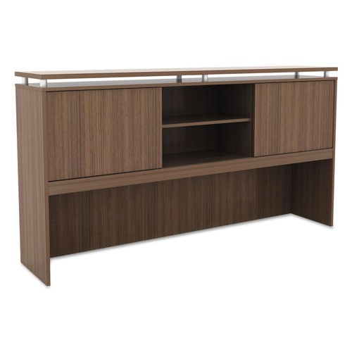 Alera ALESE267215WA 72 in. x 15 in. x 42.5 in. Sedina Series Hutch with Sliding Doors - Modern Walnut image number 0