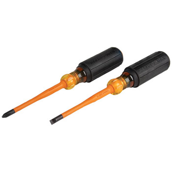 Klein Tools 33732INS Slim-Tip Insulated Phillips and Cabinet Tips Screwdriver Set (2-Piece)
