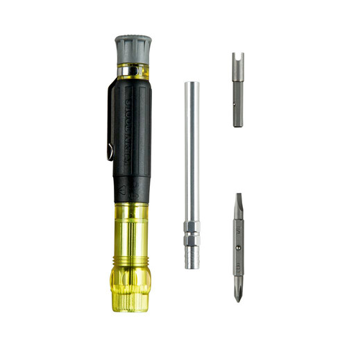 Klein Tools 32613 | Precision HVAC 3-in-1 Pocket Multi-Bit Screwdriver /w Phillips, Slotted and Schrader Bits | Precision HVAC 3"-1 Pocket Multi-Bit S