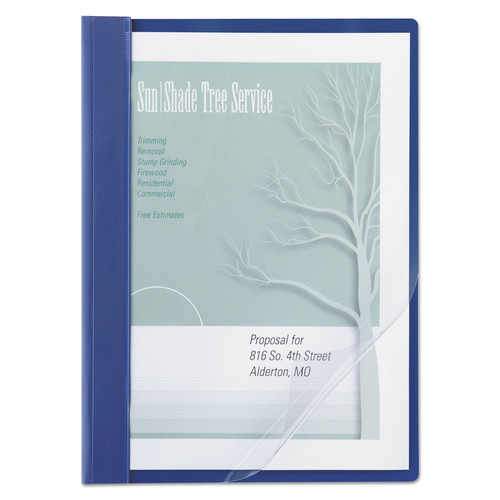 New Arrivals | ACCO A7026102A 8.5 in. x 11 in. 0.5 in. Capacity, Prong Fastener, Clear Front Vinyl Report Cover - Clear/Blue (10/Pack) image number 0