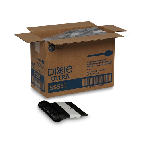 Just Launched | Dixie SSS51 Smartstock Plastic Cutlery Refill Spoons - Black (24 Packs/Carton, 40/Pack) image number 0