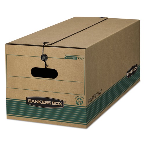 Bankers Box 00774 STOR/FILE Medium-Duty 15.25 in. x 24.13 in. x 10.75 in. Storage Boxes - Kraft/Green (12-Piece/Carton) image number 0
