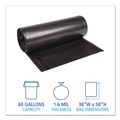 Trash Bags | Boardwalk BWK523 1.6 mil 60 gal. Recycled Low-Density Polyethylene Can Liners - Black (10 Bags/Roll, 10 Rolls/Carton) image number 3