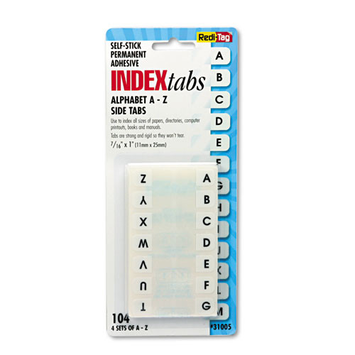 Redi-Tag 31005 Legal Index Tabs, 1/12-Cut Tabs, A-Z, White, 0.44-in Wide, 104/pack image number 0