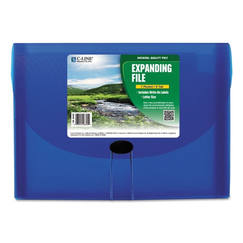 New Arrivals | C-Line 48305 1.63 in. Expansion, 7-Sections, Expanding Files - Letter, Blue image number 0
