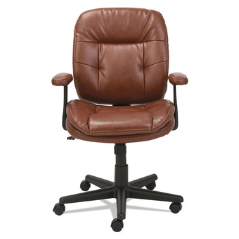 OIF OIFST4859 Swivel/Tilt Leather Task Chair (Fixed T-Bar Arms/ Chestnut Brown)
