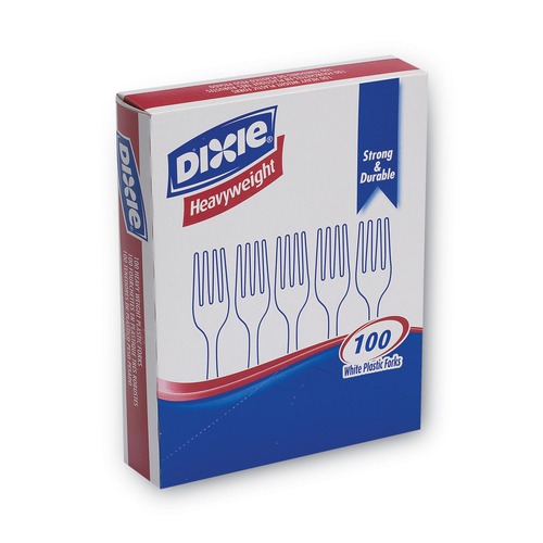 New Arrivals | Dixie FH207 Plastic Cutlery Heavyweight Forks - White (100-Piece/Box) image number 0