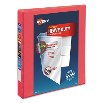 Avery 17293 1 in. Capacity 11 in. x 8.5 in. 3 Ring Durable View Binder with DuraHinge and Slant Rings - Coral