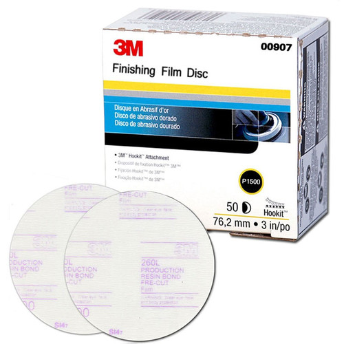 3M 907 Hookit Finishing Film Disc, 3 in., P1500 (50-Pack) image number 0