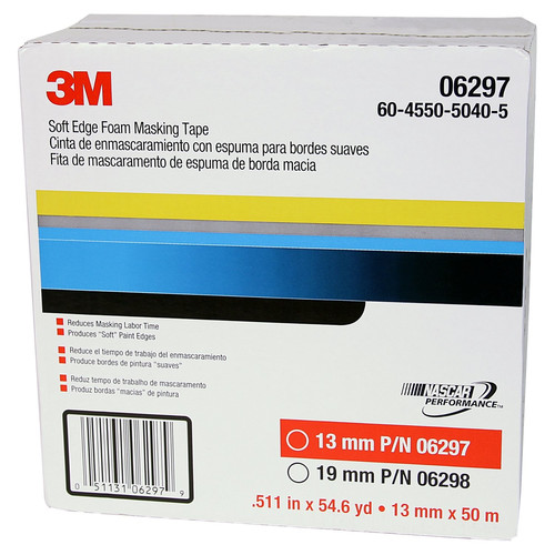 3M 6297 Soft Edge Foam Masking Tape 06297 13 mm x 50 m image number 0