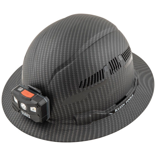 Klein Tools 60347 Premium KARBN Pattern Class C, Vented, Full Brim Hard Hat with Rechargeable Lamp image number 0